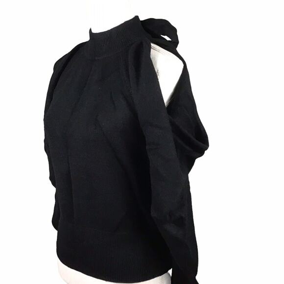 INC International Concepts Womens Black Cold Shoulder Bow Back Sweater Small NWT - Picture 2 of 15